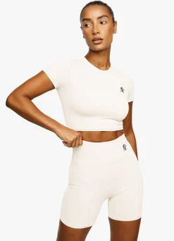 Gymwear<Gym King 365 Cap Sleeve Crop Tee Cream