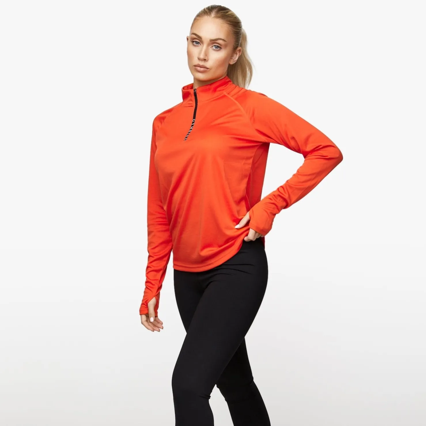 Tops & T-Shirts<Gym King 1/4 Funnel Tangerine