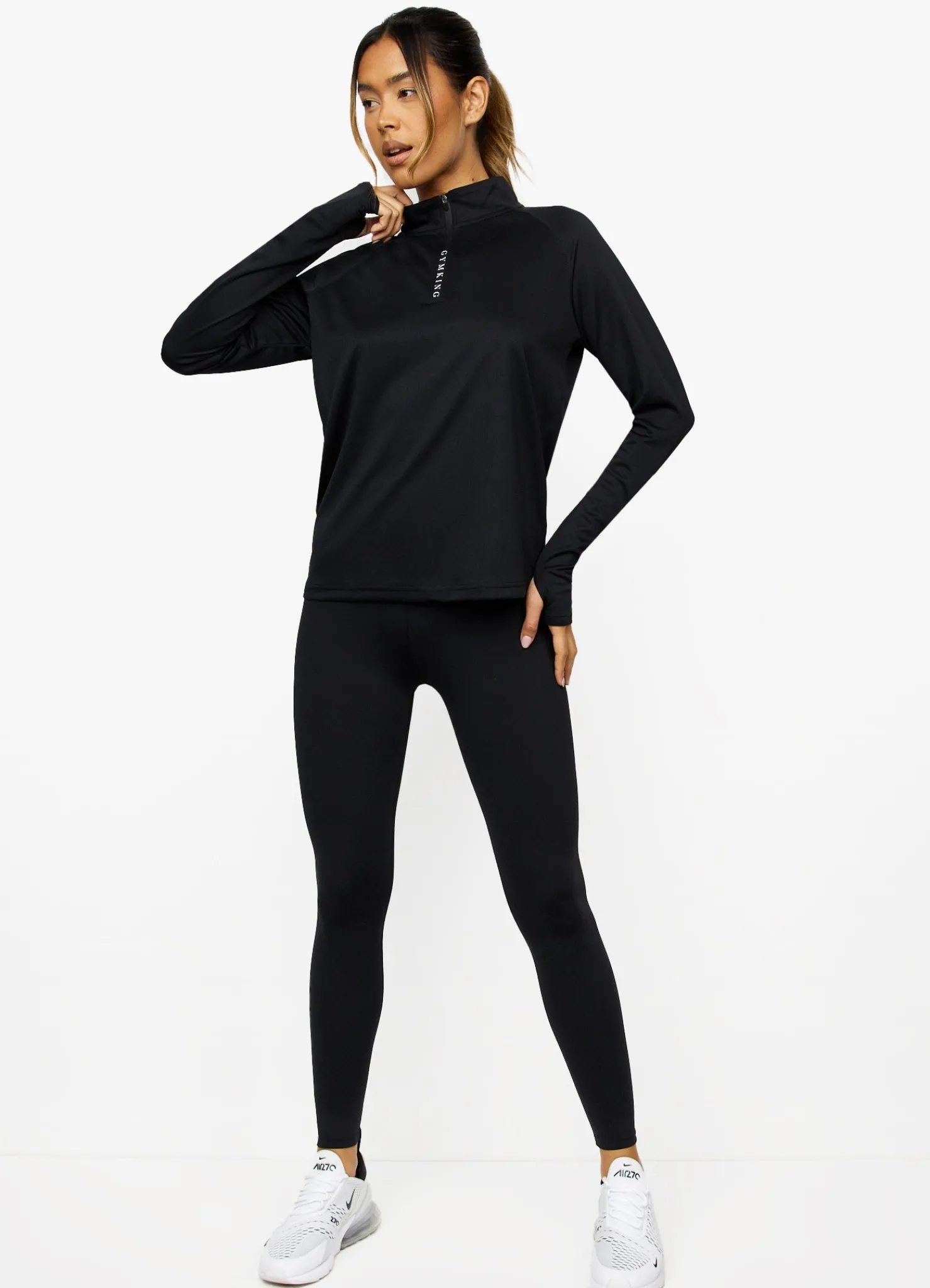 Tops & T-Shirts<Gym King 1/4 Funnel Black