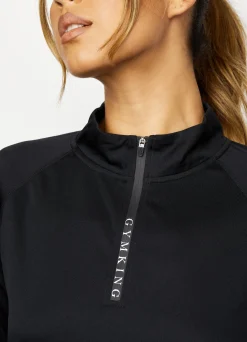 Tops & T-Shirts<Gym King 1/4 Funnel Black