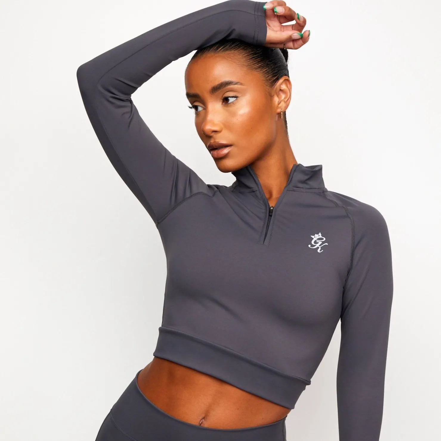 Tops & T-Shirts<Gym King 1/4 Zip Funnel Dark Grey/Silver