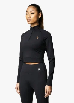 Tops & T-Shirts<Gym King 1/4 Zip Funnel Black/Rose Gold