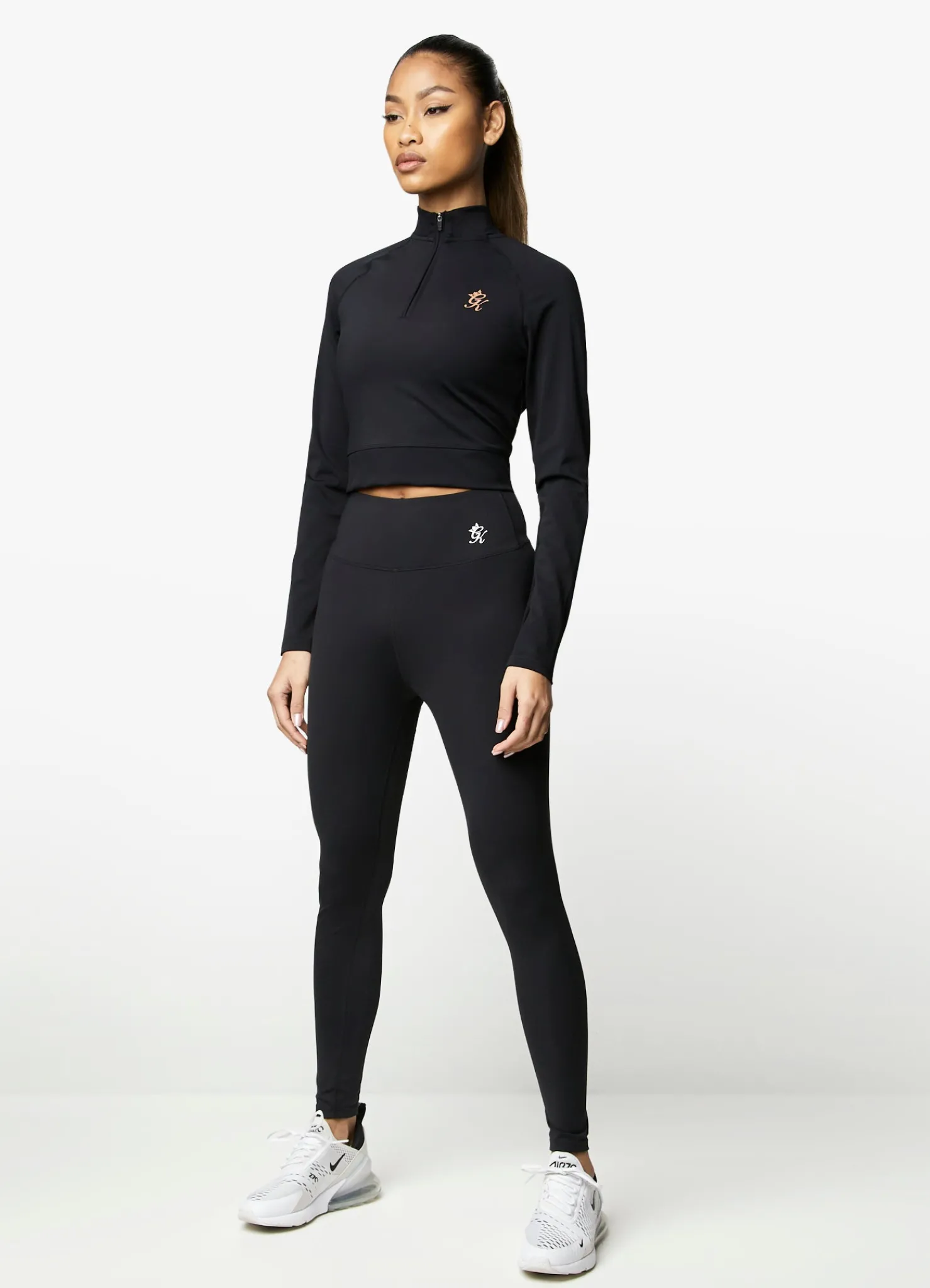 Tops & T-Shirts<Gym King 1/4 Zip Funnel Black/Rose Gold