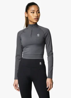 Tops & T-Shirts<Gym King 1/4 Zip Funnel Dark Grey/Silver