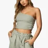 Tops & T-Shirts<Gym King Asymmetric Crop Dusky Sage