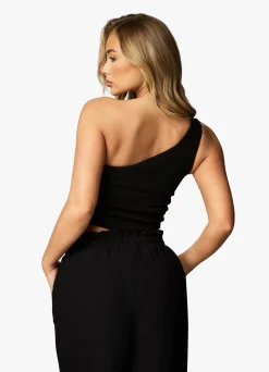 Tops & T-Shirts<Gym King Asymmetric Crop Black