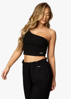 Tops & T-Shirts<Gym King Asymmetric Crop Black