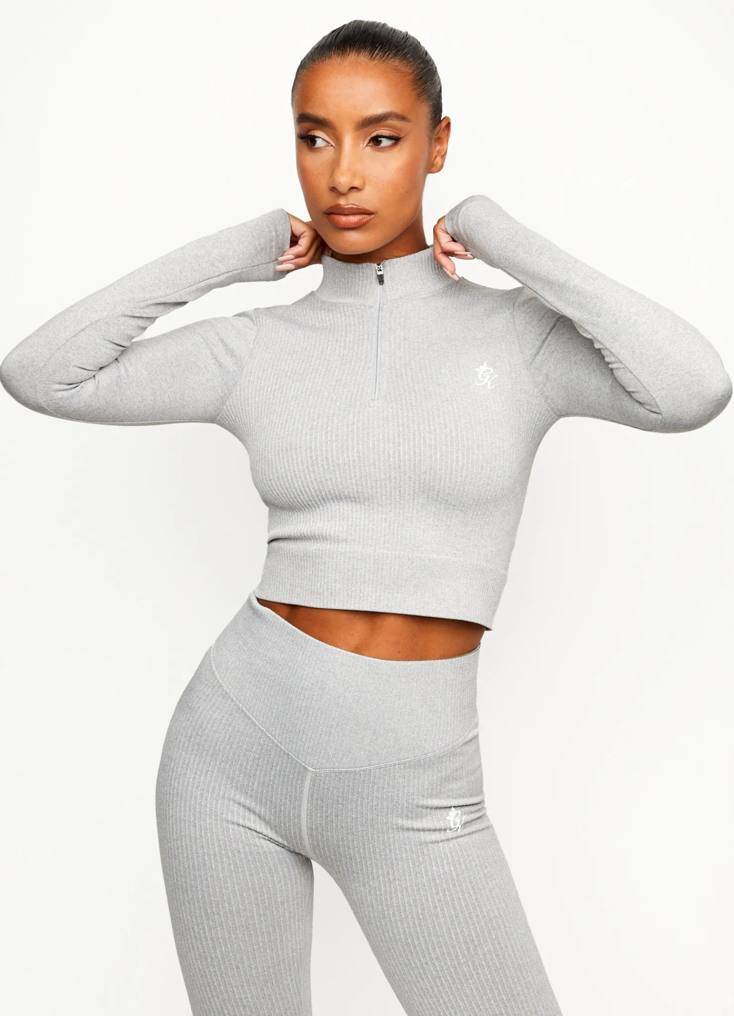 Tops & T-Shirts<Gym King Balance 1/4 Zip Mid Grey Marl