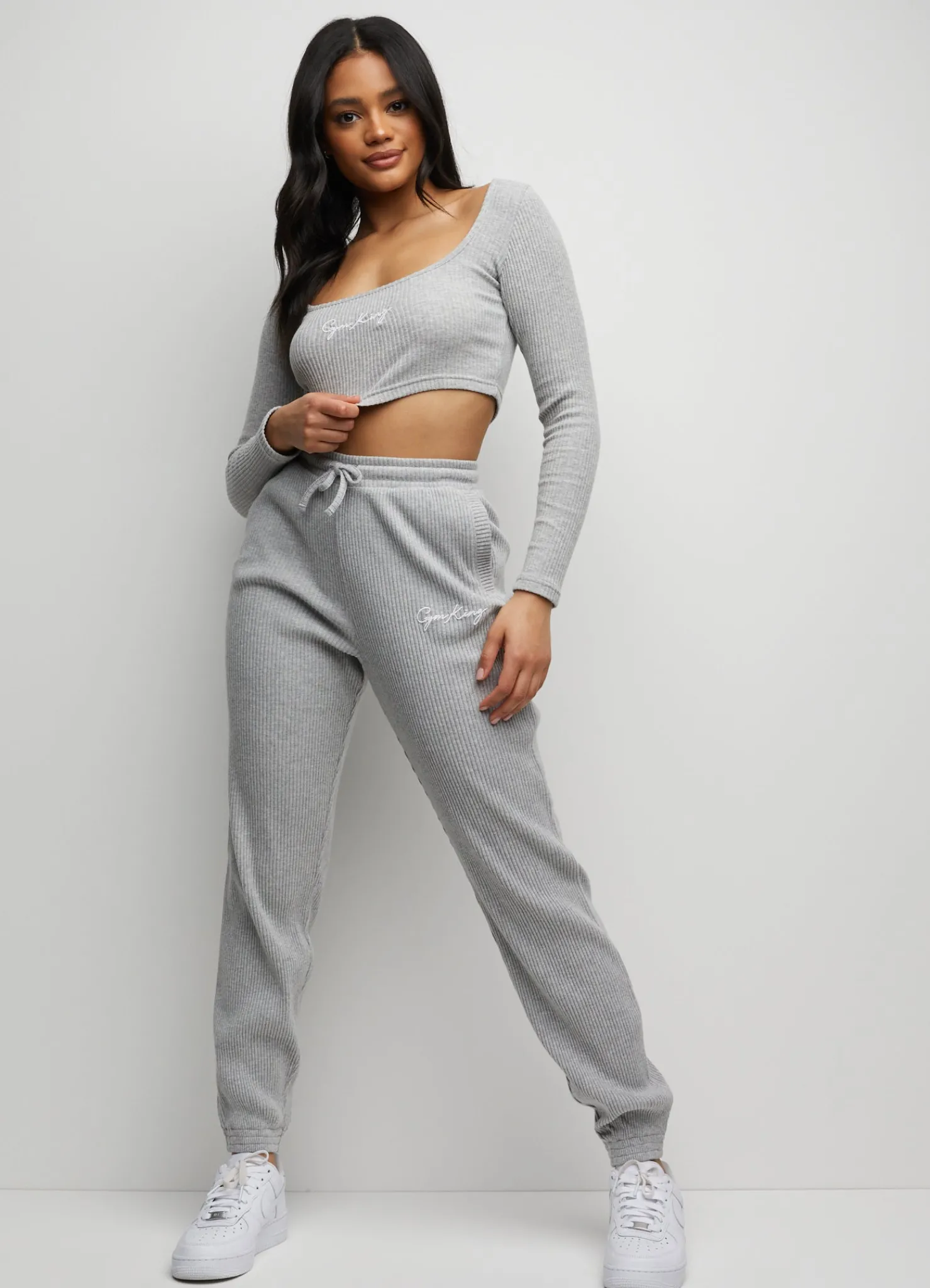 Tops & T-Shirts<Gym King Balance Ls Crop Tee Light Grey Marl