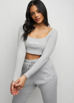 Tops & T-Shirts<Gym King Balance Ls Crop Tee Light Grey Marl