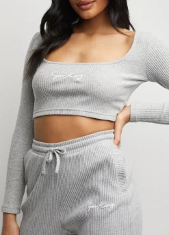 Tops & T-Shirts<Gym King Balance Ls Crop Tee Light Grey Marl