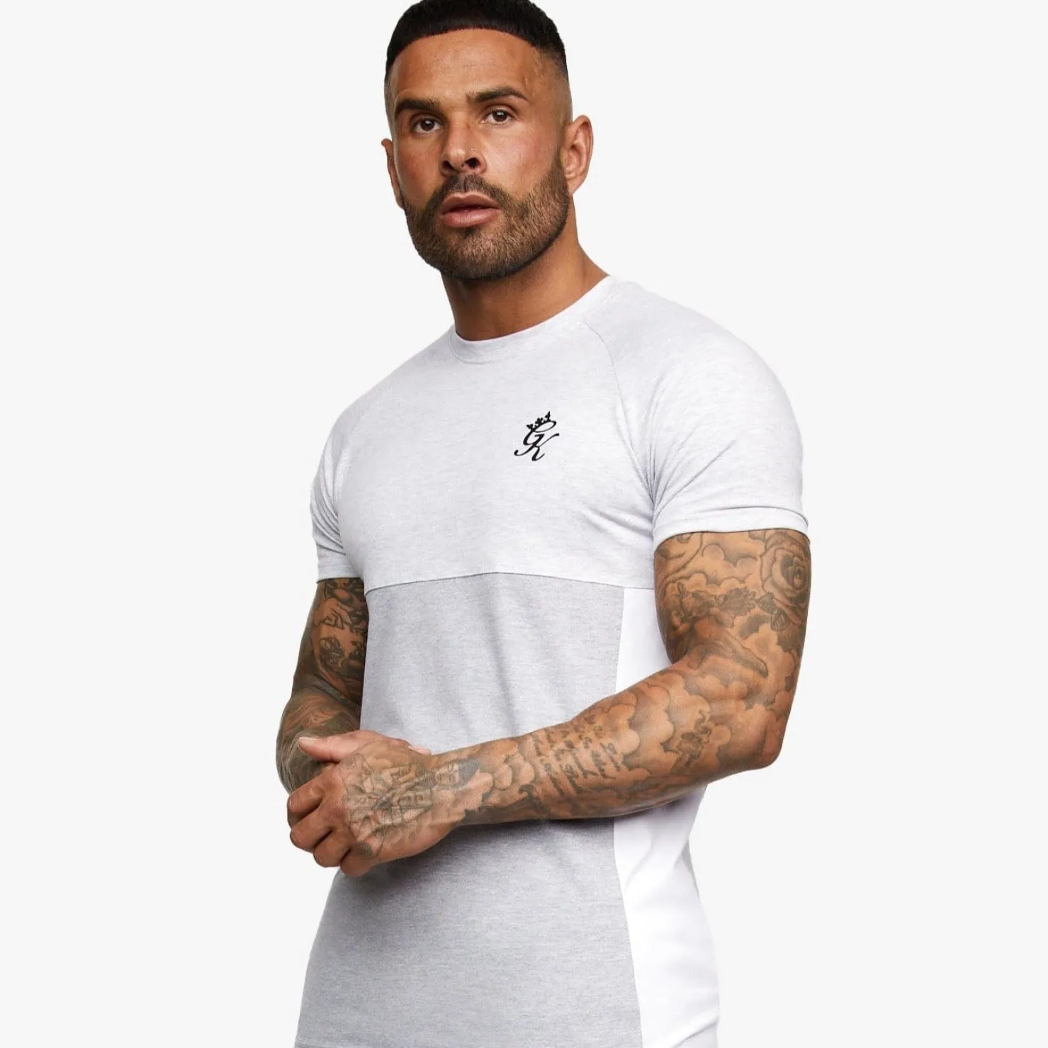 Twin Sets<Gym King Contrast Panel T-Shirt Snow Marl/Light Grey/White