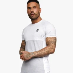 T-Shirts<Gym King Contrast Panel T-Shirt Snow Marl/Light Grey/White