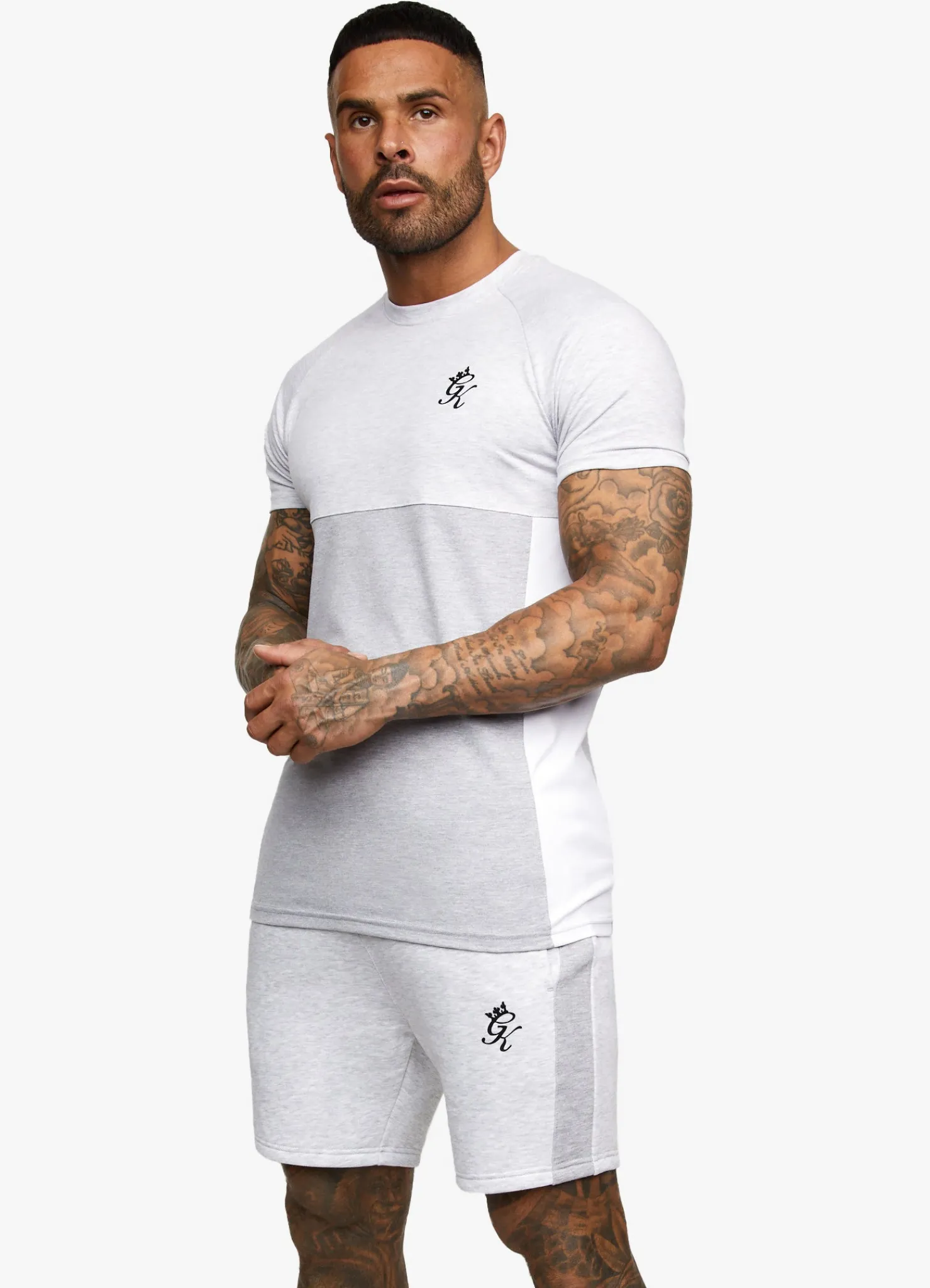 Twin Sets<Gym King Contrast Panel T-Shirt Snow Marl/Light Grey/White
