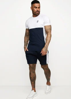 T-Shirts<Gym King Contrast Panel T-Shirt Navy/White