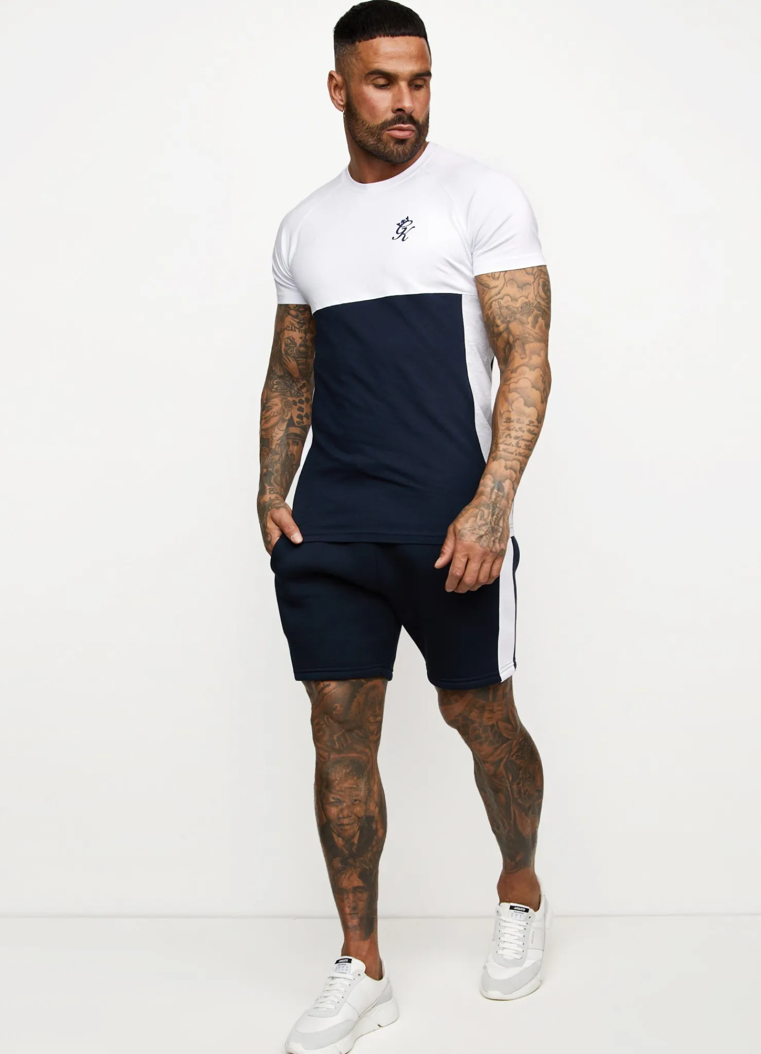 T-Shirts<Gym King Contrast Panel T-Shirt Navy/White