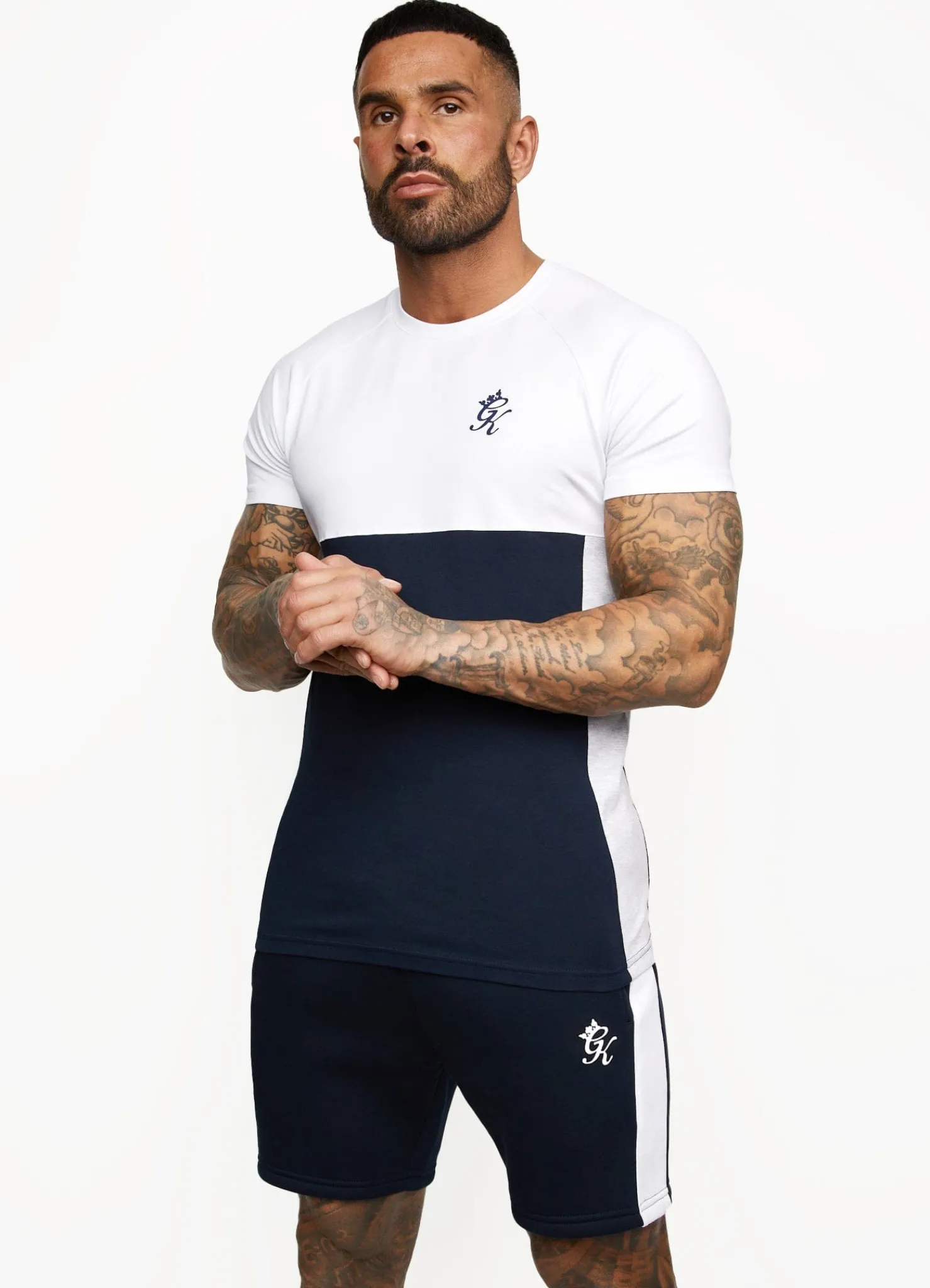T-Shirts<Gym King Contrast Panel T-Shirt Navy/White
