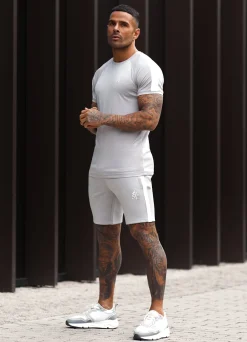 Shorts<Gym King Core Plus Poly Short Grey Marl/White