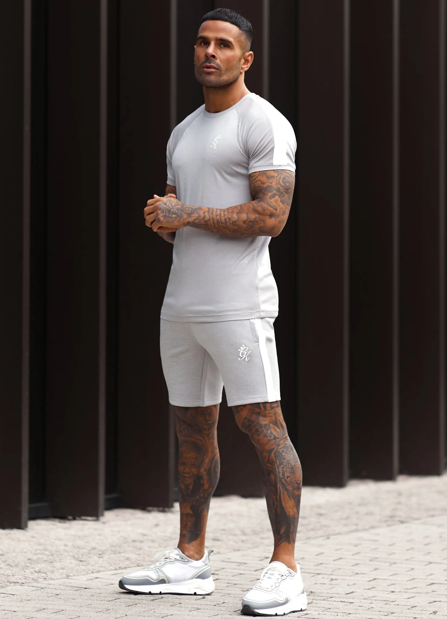 Twin Sets<Gym King Core Plus Poly Tee Grey Marl/White