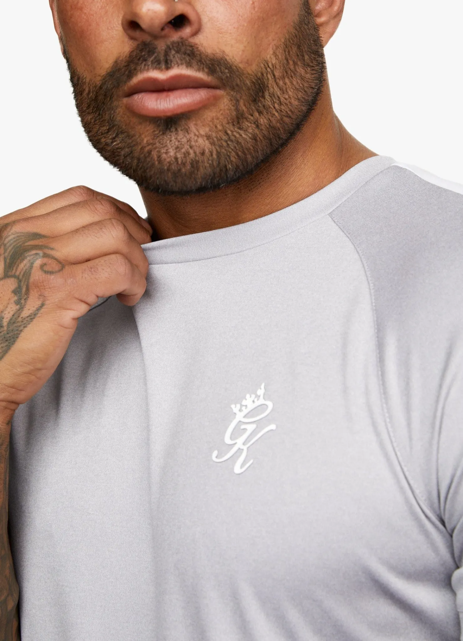 T-Shirts<Gym King Core Plus Poly Tee Grey Marl/White