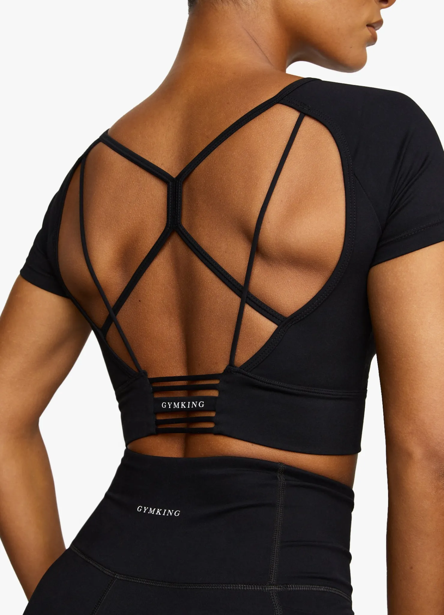 Tops & T-Shirts<Gym King Dominate Cap Sleeve Crop Tee Black