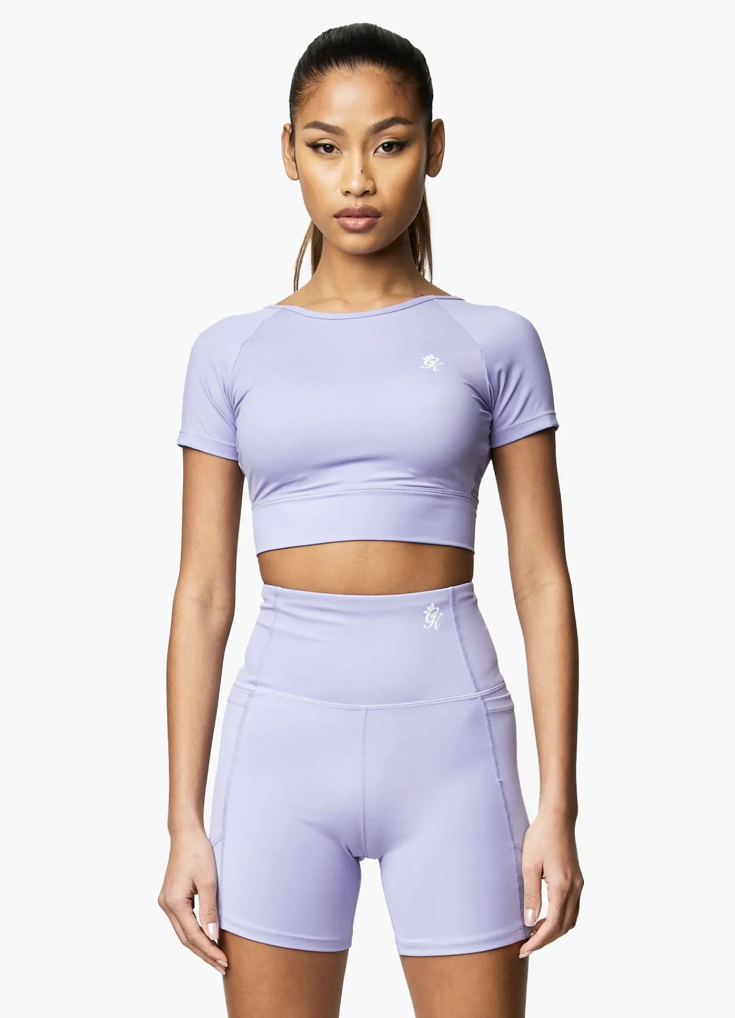 Tops & T-Shirts<Gym King Dominate Cap Sleeve Crop Tee Lilac Orchid