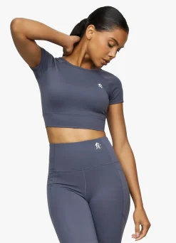 Gymwear<Gym King Dominate Cap Sleeve Crop Tee Deep Navy