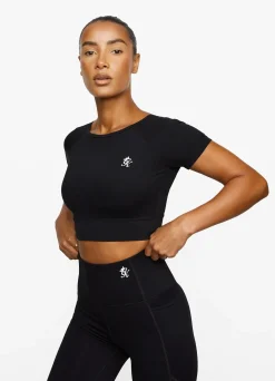 Tops & T-Shirts<Gym King Dominate Cap Sleeve Crop Tee Black