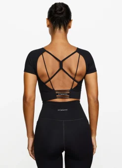Gymwear<Gym King Dominate Cap Sleeve Crop Tee Black