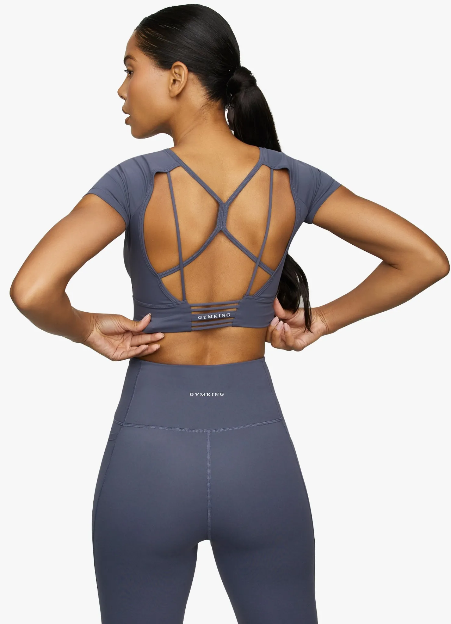 Tops & T-Shirts<Gym King Dominate Cap Sleeve Crop Tee Deep Navy