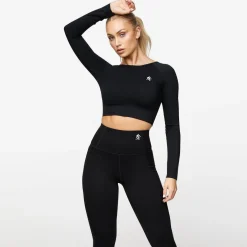 Tops & T-Shirts<Gym King Dominate Long Sleeve Crop Tee Black