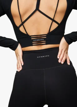 Tops & T-Shirts<Gym King Dominate Long Sleeve Crop Tee Black