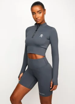 Tops & T-Shirts<Gym King Dynamic Ls Crop Steel Grey