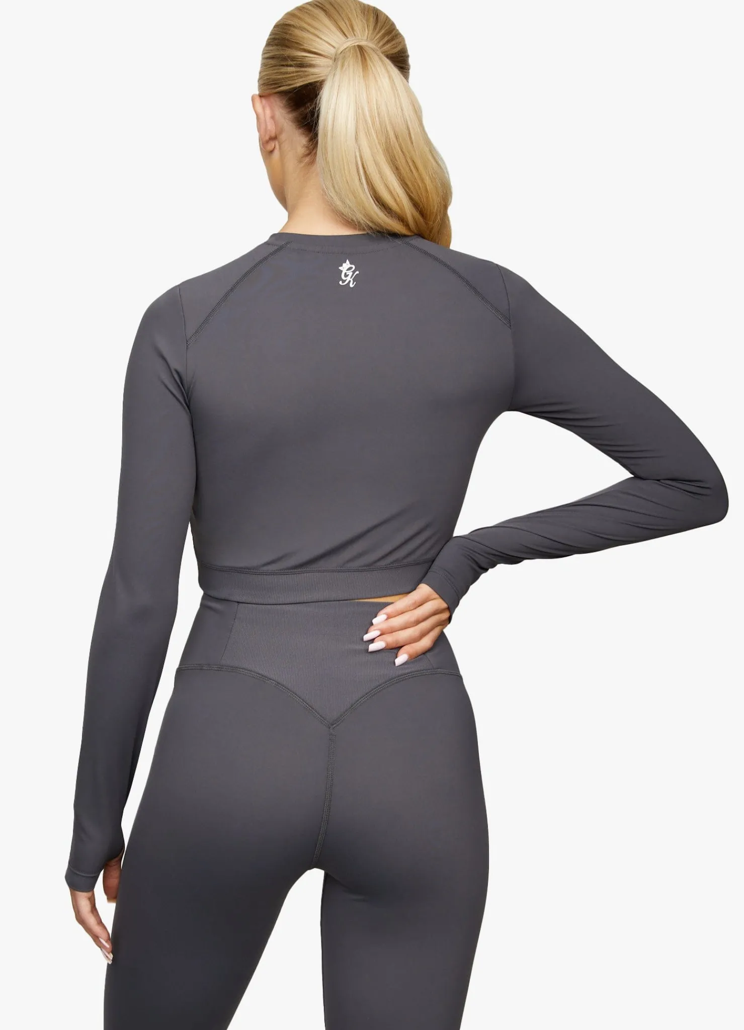 Tops & T-Shirts<Gym King Elite Long Sleeve Crop Tee Dark Grey