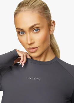 Tops & T-Shirts<Gym King Elite Long Sleeve Crop Tee Dark Grey