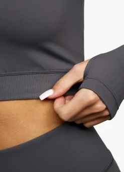 Tops & T-Shirts<Gym King Elite Long Sleeve Crop Tee Dark Grey