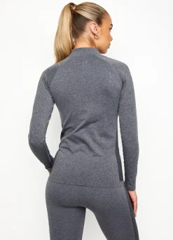 Tops & T-Shirts<Gym King Energy 1/4 Zip Funnel Mid Grey Marl