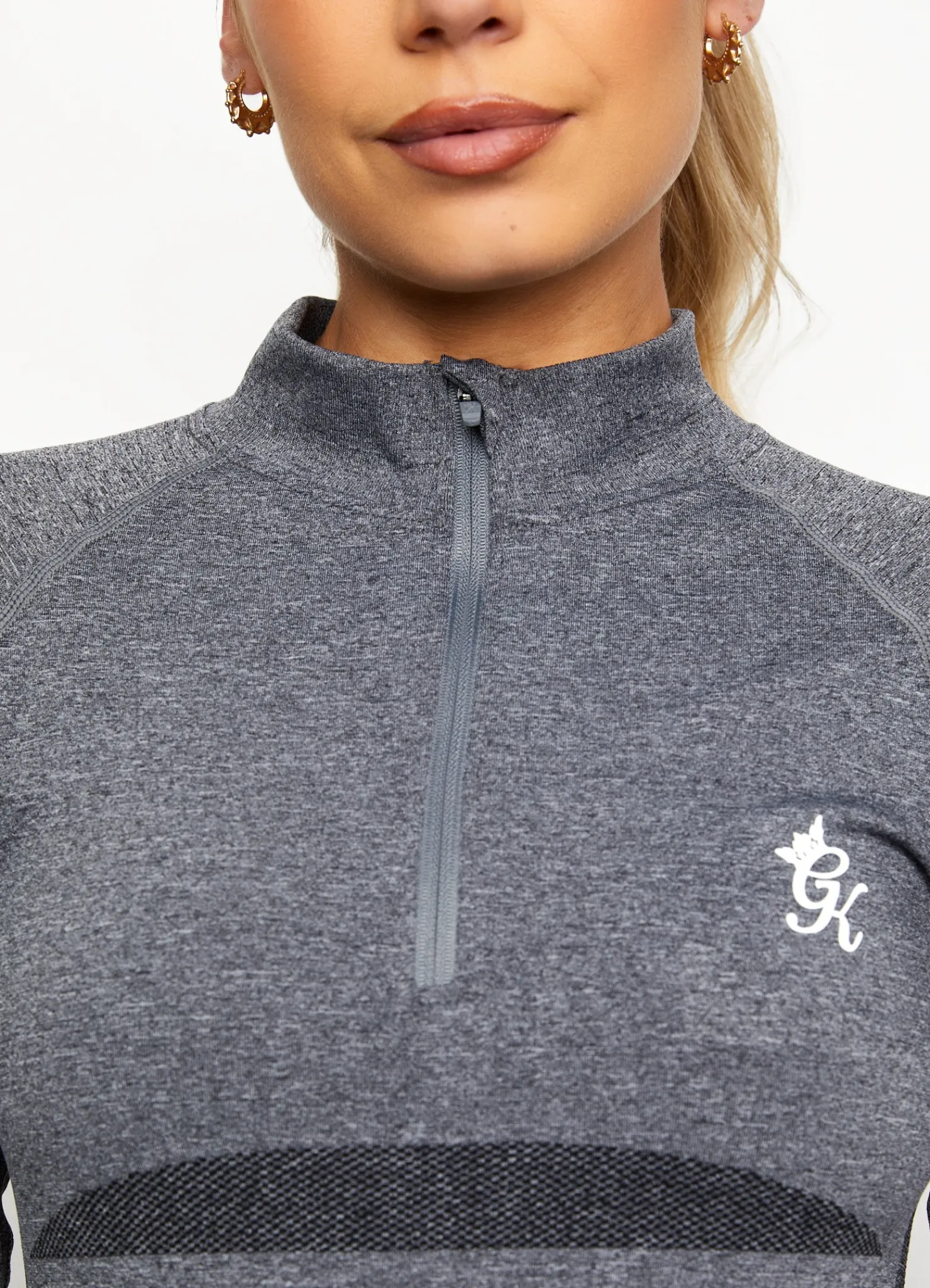 Tops & T-Shirts<Gym King Energy 1/4 Zip Funnel Mid Grey Marl