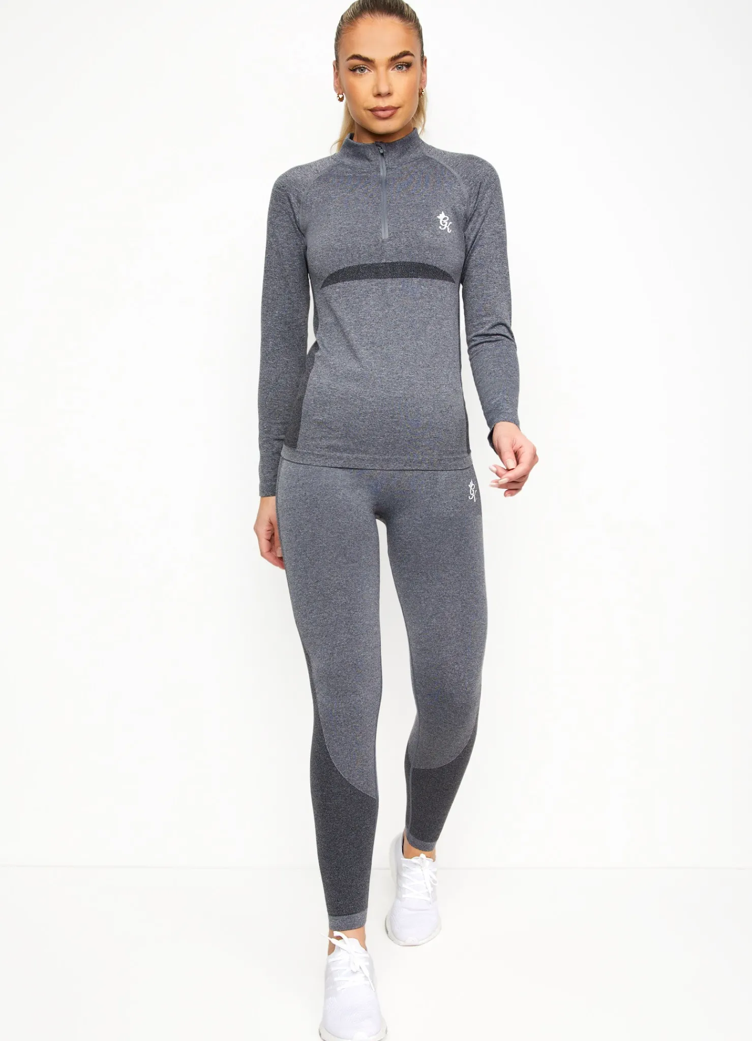 Tops & T-Shirts<Gym King Energy 1/4 Zip Funnel Mid Grey Marl