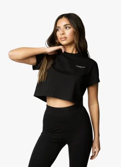 Tops & T-Shirts<Gym King Established Cap Sleeve Tee Black/White