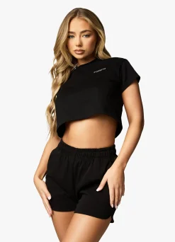 Tops & T-Shirts<Gym King Established Cap Sleeve Tee Black/White