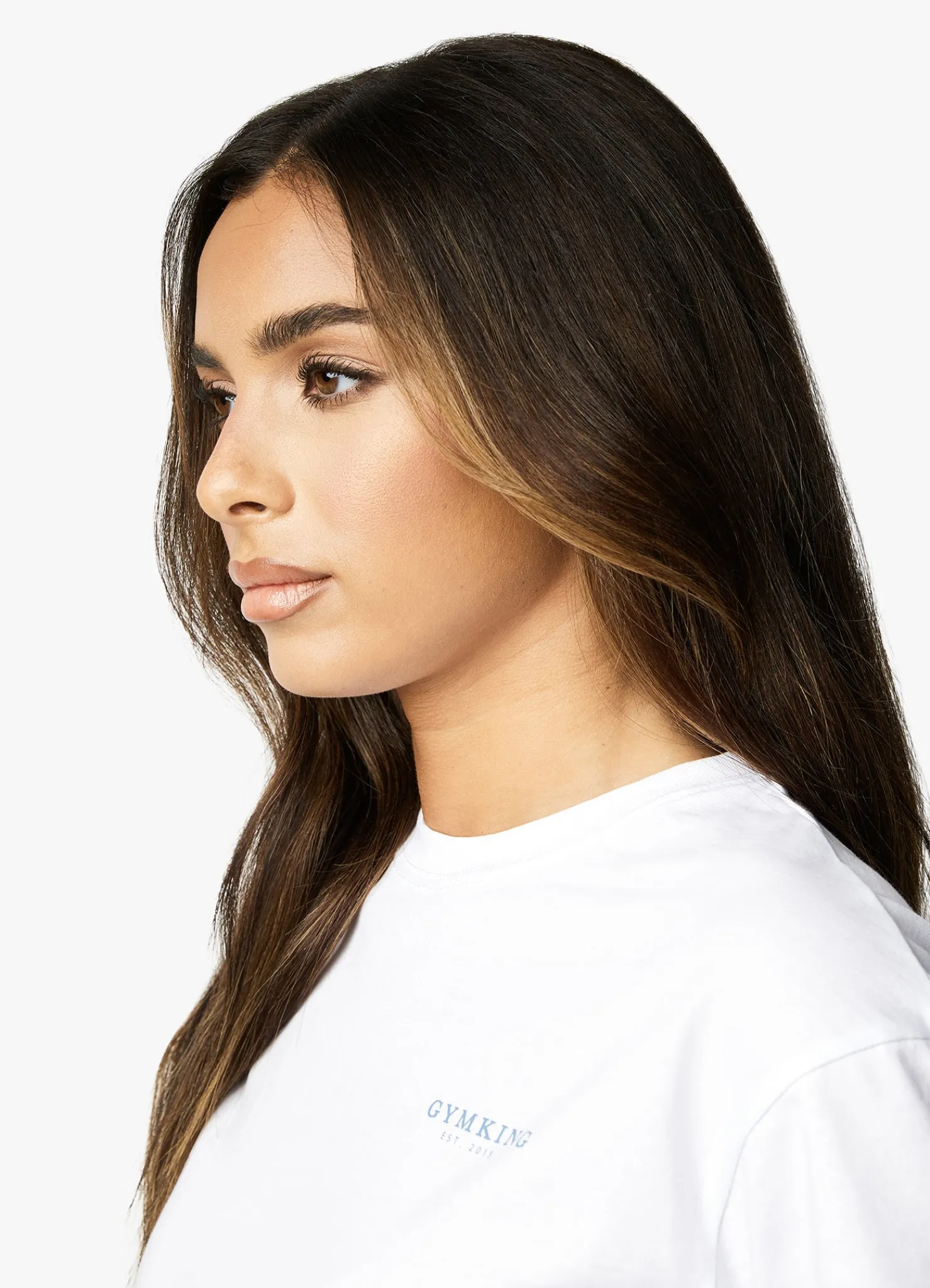 Tops & T-Shirts<Gym King Established Cap Sleeve Tee White/Coastal Blue