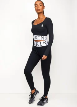 Tops & T-Shirts<Gym King Focus Ls Crop Black/White