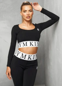 Gymwear<Gym King Focus Ls Crop Black/White