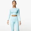 Tops & T-Shirts<Gym King Formation Ls Crop Tee Aqua Sky