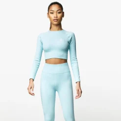 Tops & T-Shirts<Gym King Formation Ls Crop Tee Aqua Sky