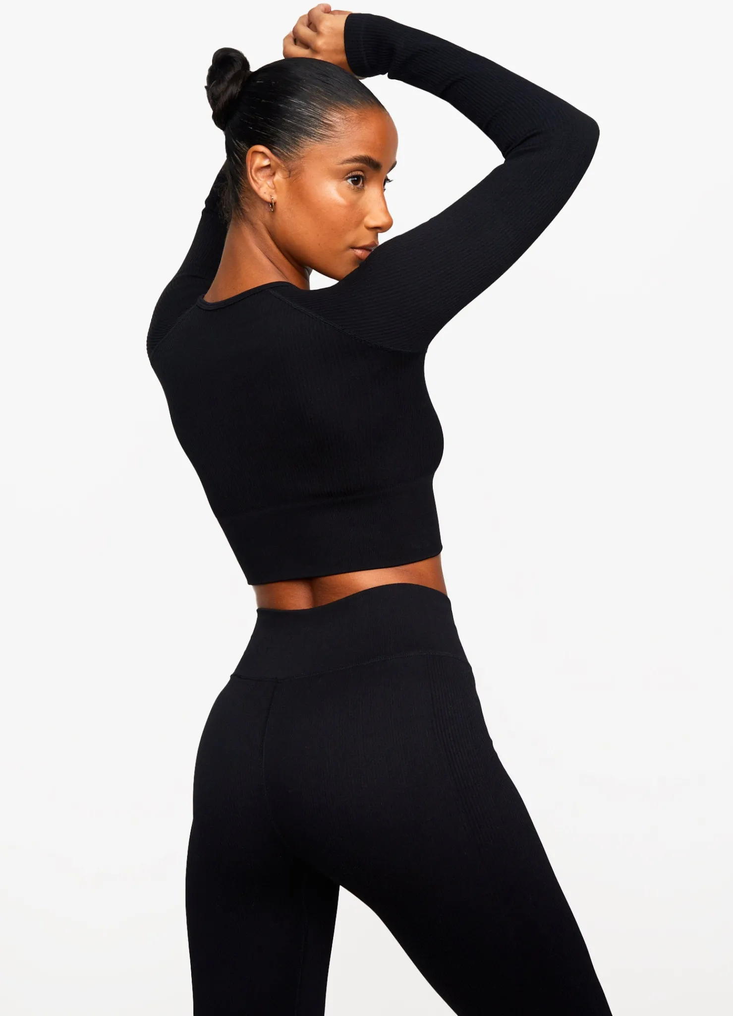 Gymwear<Gym King Formation Rib Long Sleeve Crop Tee Black