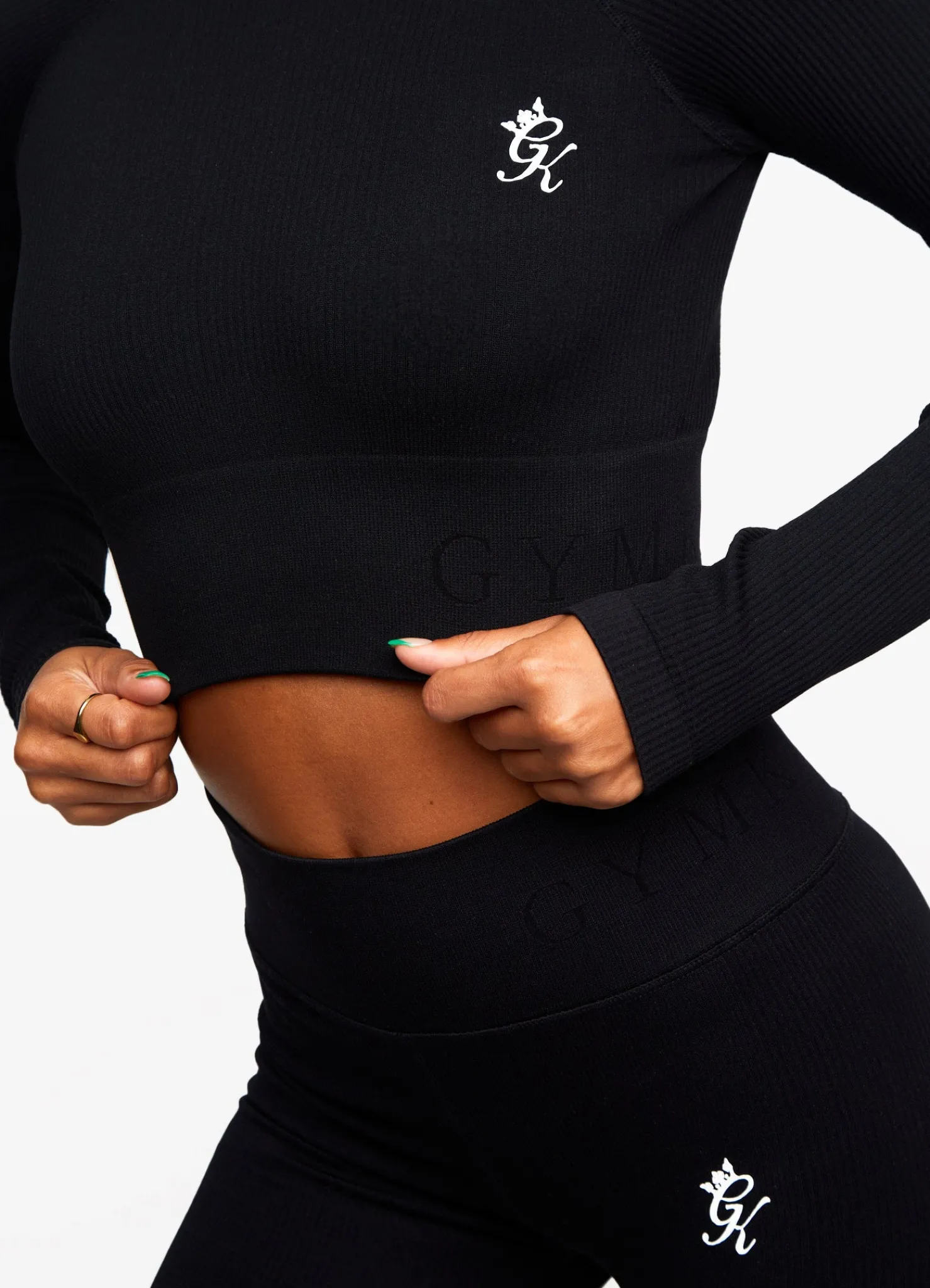 Gymwear<Gym King Formation Rib Long Sleeve Crop Tee Black