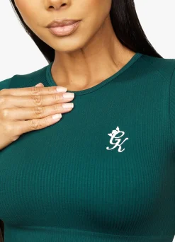 Tops & T-Shirts<Gym King Formation Rib Short Sleeve Crop Pine Green