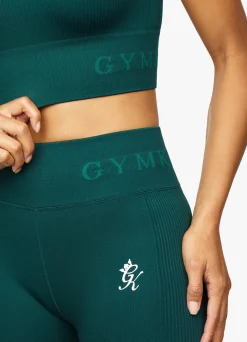 Tops & T-Shirts<Gym King Formation Rib Short Sleeve Crop Pine Green